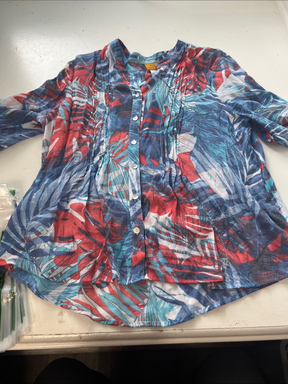 Ruby Rd XL 3/4 Sleeve Multicolor Floral Button Up Blouse